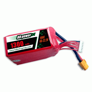 HD POWER 1300mAh 100C 6S 22.2V FPV lipo battery