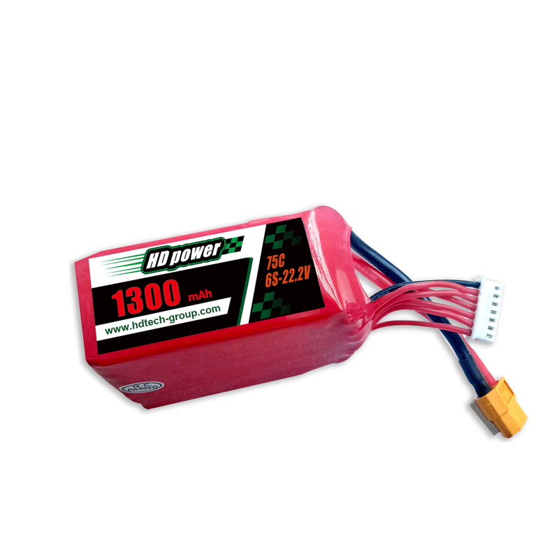 HD  POWER 1300mAh 75C 6S 22.2V FPV lipo battery